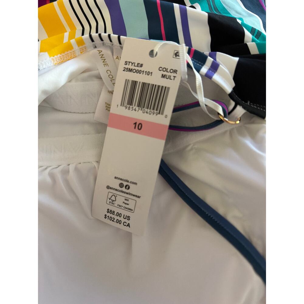 New Anne Cole striped classic lingerie Malliot One Piece Swimsuit - Picture 7 of 7